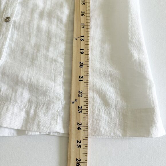 Chico’s White Button Front Shirt Size 2 Roll Tab Sleeves Utility Top - Picture 7 of 10